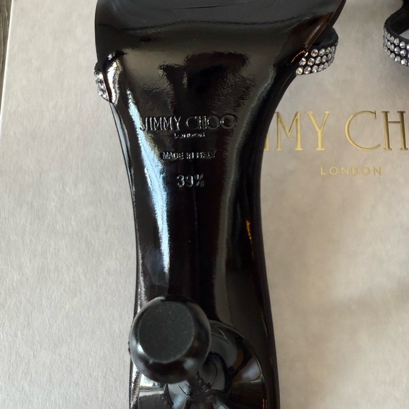 JIMMY CHOO Women's Ixia Embellished High Heel Sandals Rhinestone Black - Picture 11 of 14
